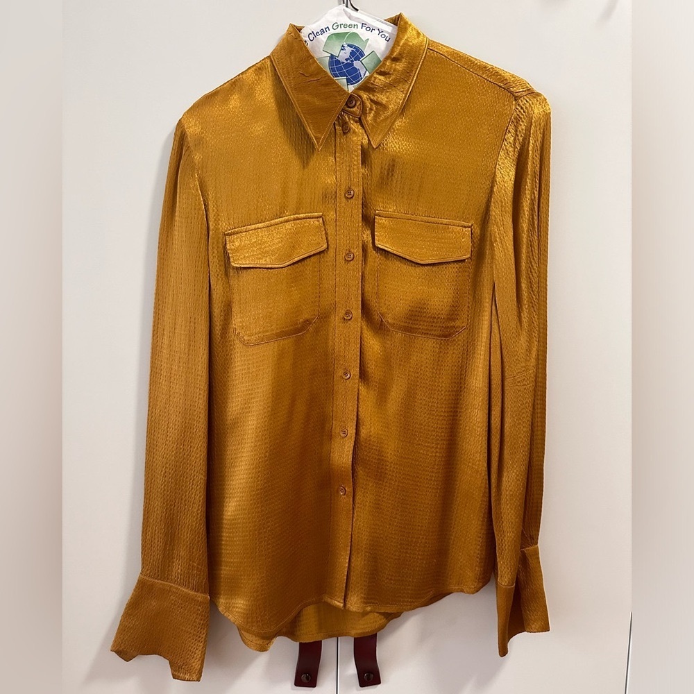 & Other Stories Gold Silk Button Shirt - Size 2